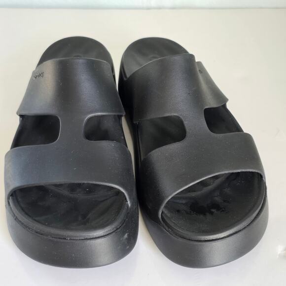 Crocs Getaway Platform H-Strap Sandal Women's 10 Black Beachy Boho Comfort Slide - Picture 2 of 9